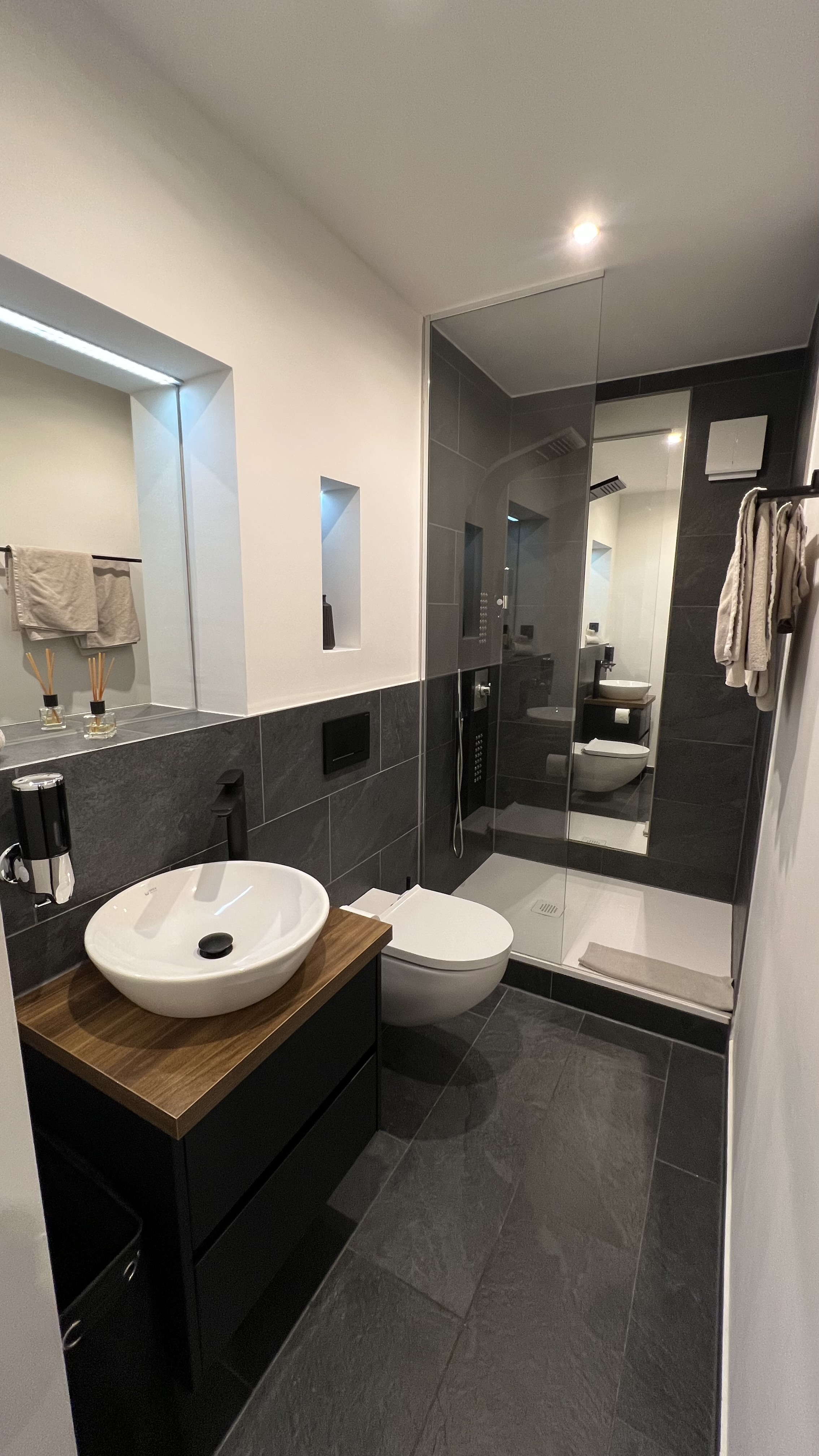 Modernes Bad mit Dusche in Wellnesssuite 2