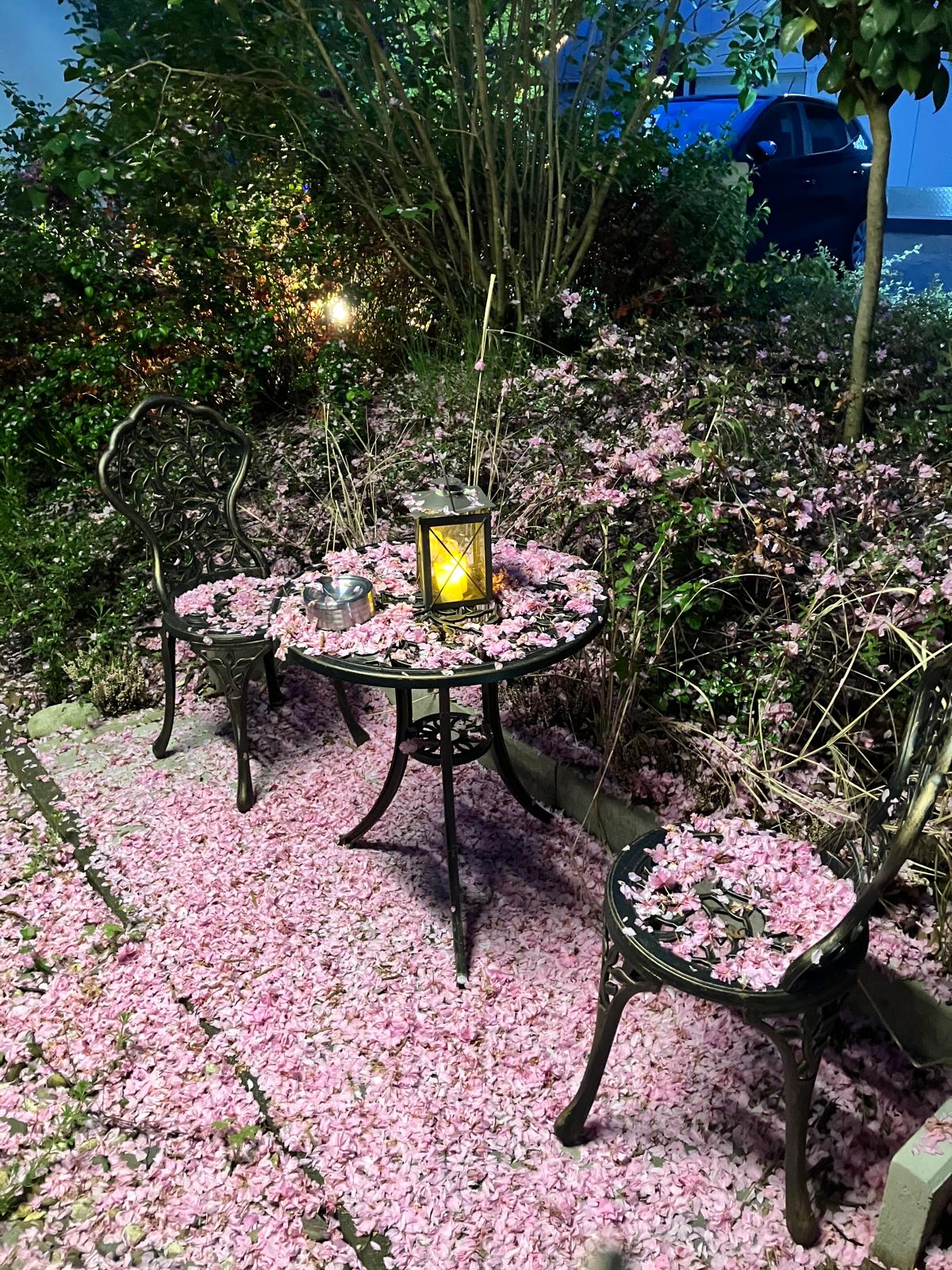 Private Terrasse der King-Suite mit stimmungsvoller Beleuchtung